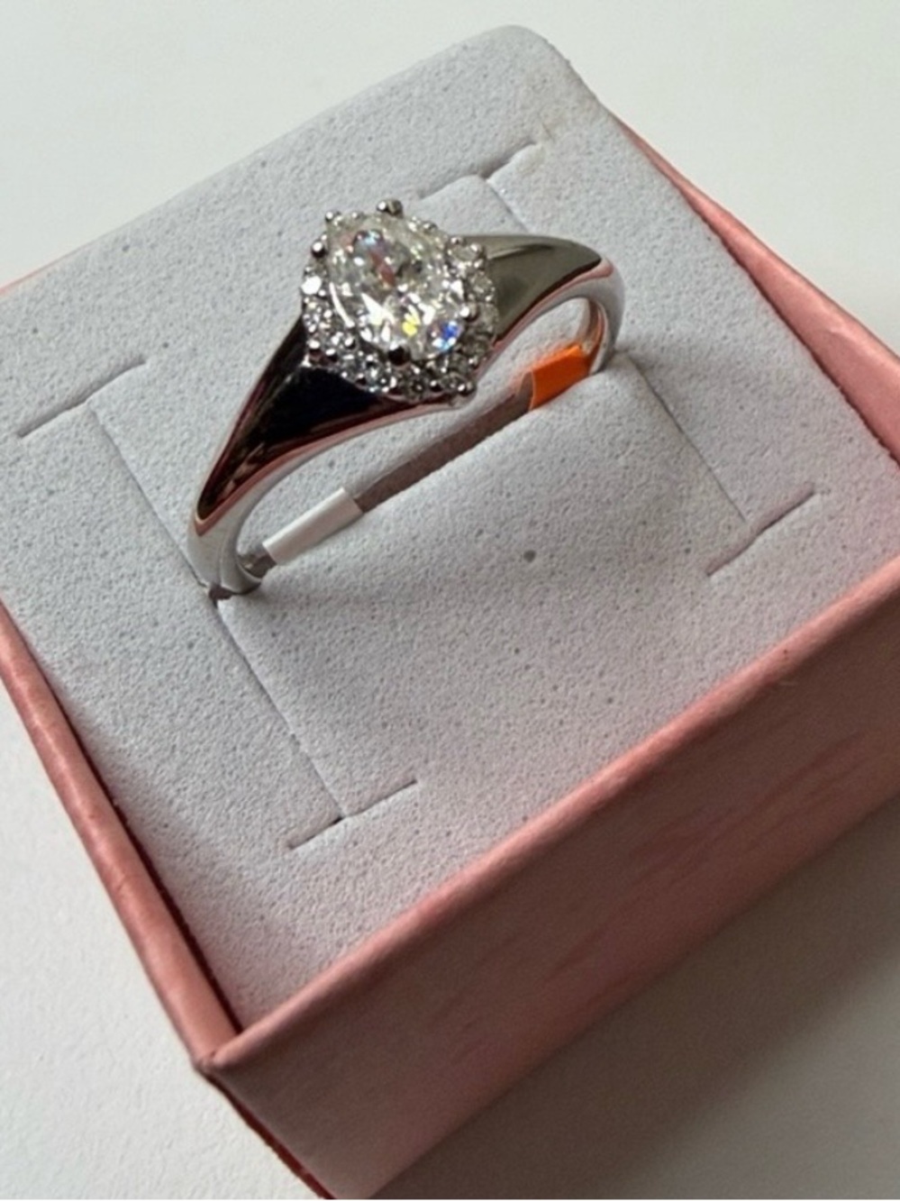 Sterling Silver 1 Carat Moissanite Halo Solitaire Ring - 925 Silver NWT